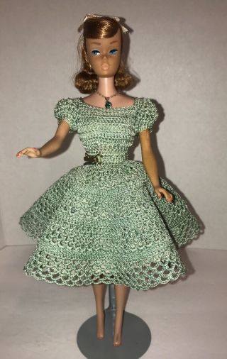 Vintage 1960s Titian Swirl Ponytail Barbie In Mommy Made Dress Hair