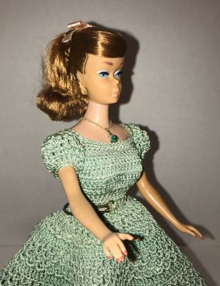 Vintage 1960s Titian Swirl Ponytail Barbie in Mommy Made Dress Hair 2