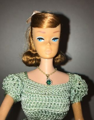 Vintage 1960s Titian Swirl Ponytail Barbie in Mommy Made Dress Hair 5