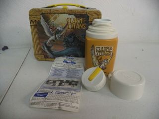 Vintage 1980 Clash Of The Titans Metal Lunch Box With Thermos
