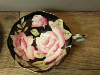 Vintage Paragon Black/Mint Floral Cup and Saucer A675/1 3
