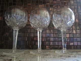 Waterfold Lismore Hock Wine Clear Crystal Glass 7” Set Of 3 Vintage