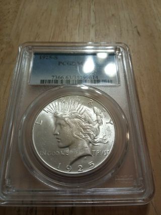 1925 - S Peace Dollar Pcgs Ms63 Coin Rare Date