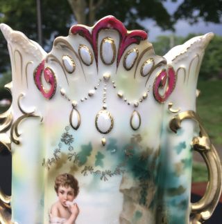 V Rare RS Prussia Jeweled Tiffany Melon Eaters Porcelain Vase 2