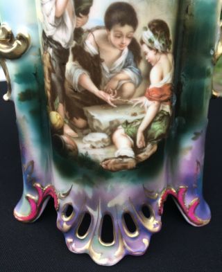V Rare RS Prussia Jeweled Tiffany Melon Eaters Porcelain Vase 4