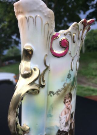 V Rare RS Prussia Jeweled Tiffany Melon Eaters Porcelain Vase 5