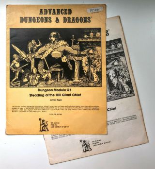 Rare Australian Monochrome Ad&d Module G1 (steading Of The Hill Giant Chief) Tsr