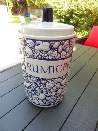 Rumtopf Crock Rum Fruit Jar Vintage Large Jar Gorgeous Blue And Tan