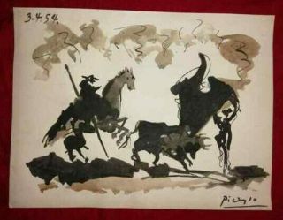 Pablo Picasso Drawing On Paper,  Signed,  Rare,  Art