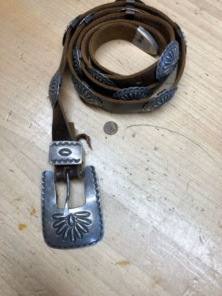Vintage Sterling Silver Concho Belt Signed “gy”