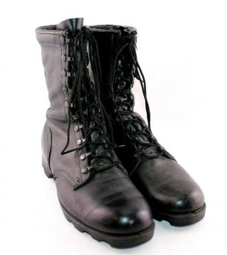 Vintage Mens Military Issue Black Leather Lace Up Combat Boots Size 11r
