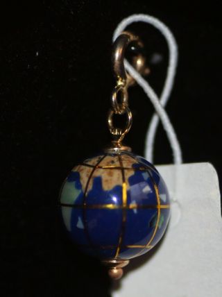 14k Gold Michael Anthony 3d Lapis Globe World Earth Spins Charm Pendant 3.  2gr