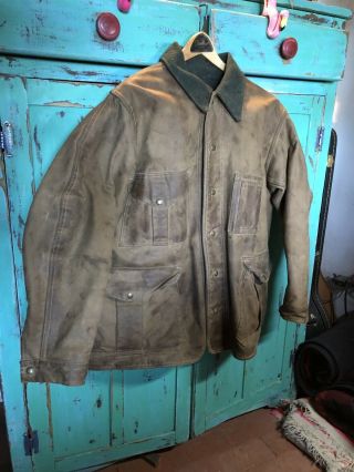 Vintage C.  C.  Filson Mens Jacket Size Oil Tin Cloth Waxed