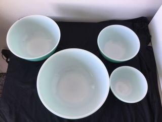 Set of 4 Vintage Pyrex Turquoise Mixing Bowls 401 402 403 404 2