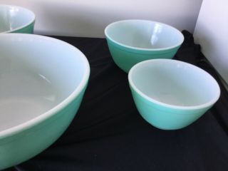 Set of 4 Vintage Pyrex Turquoise Mixing Bowls 401 402 403 404 5