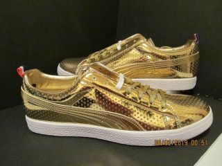 PUMA CLYDE GOLD LIMITED EDITION NBA ALL - STAR GAME MODEL 360646 - 01 RARE SZ 11.  5 4