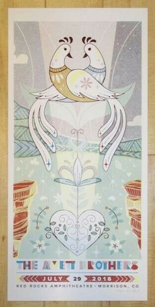 The Avett Brothers N2 2016 Red Rocks,  Co Vip Poster Signed/ 20 Rare