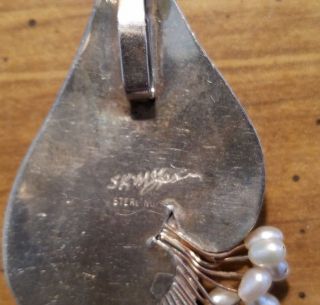 Vintage Designer Signed Sterling Silver / Gold Overlay Large Pendant 3