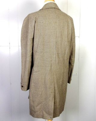 vtg 1940 ' s Botany 500 Men ' s Houndstooth 100 Wool Tweed Overcoat Top Coat 44 R 2