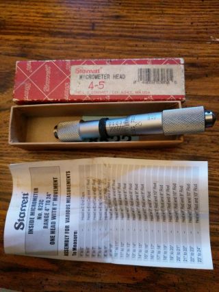 Vintage Precision Starrett No.  823 Inside Micrometer Head Only.  Box
