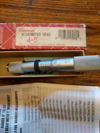 Vintage Precision Starrett No.  823 inside micrometer head only.  box 2