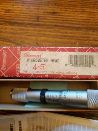 Vintage Precision Starrett No.  823 inside micrometer head only.  box 3