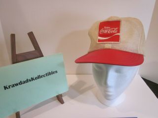 Vtg Enjoy Coca Cola Uniform Trucker Hat All Mesh Old Patch Snap Back Vinyl Bill