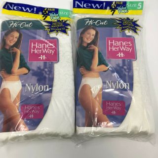 Hanes Her Way Nylon Hi - Cut Briefs Granny Panties 14 Pair Size 5 Vintage 1996