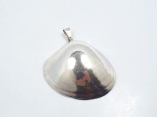 Vintage Ati Mexico Sterling Silver Large Shell Pendant,  29.  7 Grams