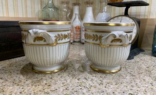 LQQK Stunning (RARE) Vista Alegre VA Portugal Fine Gold Porcelain 5” Cachepot’s 5