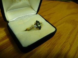 Vintage 10k Solid Yellow Gold,  Alexandrite,  And Diamond Ring Size 6.  5