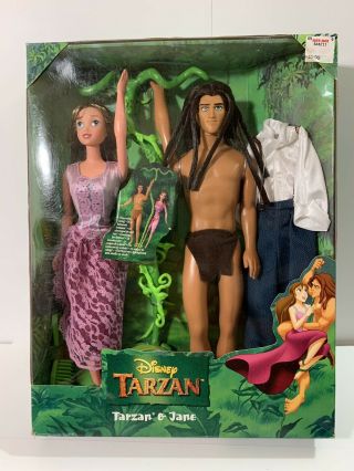 1999 Vintage Disney Tarzan & Jane Vine Swinging Gift Set Barbie Dolls