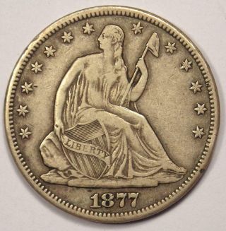 1877 - Cc Seated Liberty Half Dollar 50c - Vf Details - Rare Carson City Coin