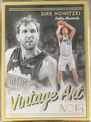 2018 - 19 Panini Noir Fotl Dirk Nowitzki Vintage Art Gold Frame 6/9 Mavericks Ssp