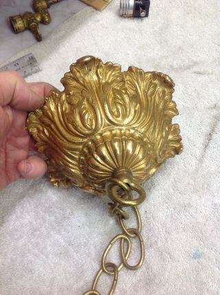 Vintage Fancy 6 Inch Antique Brass Bronze Canopy For Chandelier Lamp Part