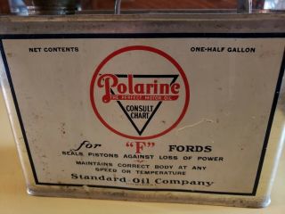 Vintage Polarine Motor Oil Can 1/2 Gallon Metal Tin Standard Oil 4