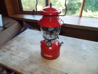 Vintage Coleman Lantern Red 1963 Model 200a W/flint Striker/lighter