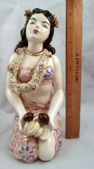 Rare Hawaiian Hula Girl Figural Decanter and Music Box,  circa 1940 ' s 9