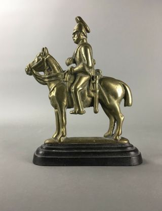 Vintage Brass & Cast Iron Man On Horse Soldier Doorstop