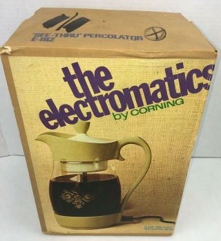 Vintage Corning Electromatics Avocado Glass Coffee Percolator Factory