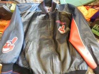 Vintage Mlb Cleveland Indians " Chief Wahoo " 58 Sports Lether Jacket Xl