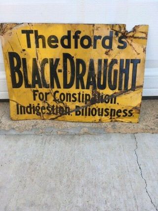 Rare - Vintage Tin Sign Thedfords Black Draught Laxatives Advertisement