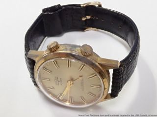 1950s Mid - Century Vintage Vulcain Swiss 7609 Mens Alarm Running Wrist Watch 17j 2