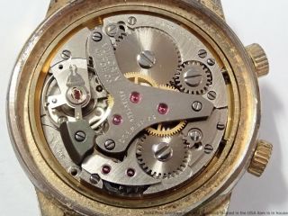 1950s Mid - Century Vintage Vulcain Swiss 7609 Mens Alarm Running Wrist Watch 17j 3