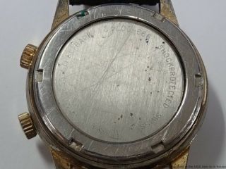 1950s Mid - Century Vintage Vulcain Swiss 7609 Mens Alarm Running Wrist Watch 17j 4