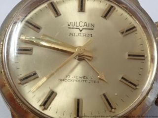 1950s Mid - Century Vintage Vulcain Swiss 7609 Mens Alarm Running Wrist Watch 17j 5