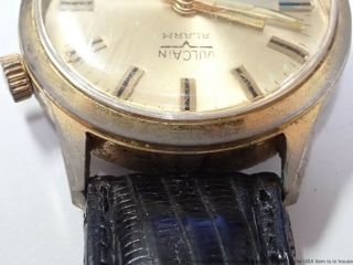 1950s Mid - Century Vintage Vulcain Swiss 7609 Mens Alarm Running Wrist Watch 17j 7