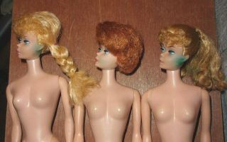 Vintage Barbie 2 Ponytail & 1 Bubble Doll,  on Midge/Barbie Bodies w/Green Ears 3
