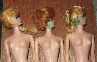 Vintage Barbie 2 Ponytail & 1 Bubble Doll,  on Midge/Barbie Bodies w/Green Ears 4