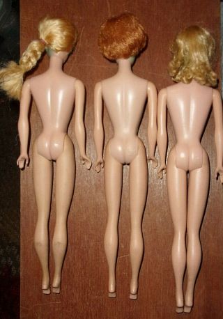 Vintage Barbie 2 Ponytail & 1 Bubble Doll,  on Midge/Barbie Bodies w/Green Ears 6